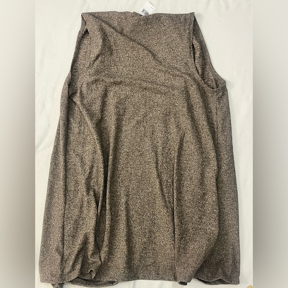 NY Collection Women’s Brown Caribou Color Sleeveless Open Cardigan Size 1X - Picture 14 of 16